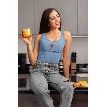 Dámské tílko Čas na vínko Barva: Světlemodrá, Velikost: XL