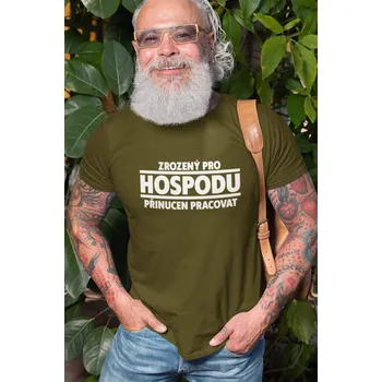 Pánské tričko Pánské tričko Zrozený pro hospodu Barva: Khaki, Velikost: XS