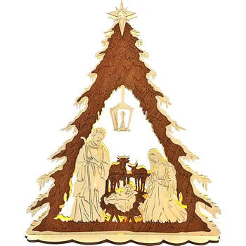 Betlém Amadea 06323-00 dřevěný svítící portál strom vánoční s betlémem