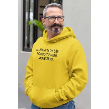 Pánská mikina Pánská mikina JÁ JSEM TADY ŠÉF! Barva: Žlutá, Velikost: 2XL