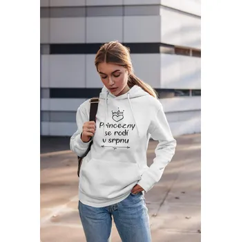 Dámská mikina Dámská mikina Princezny se rodí v srpnu Barva: Bíla, Velikost: 2XL