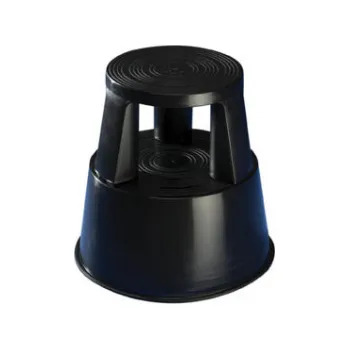 Stolička Pojízdná plastová kruhová stolička - černá