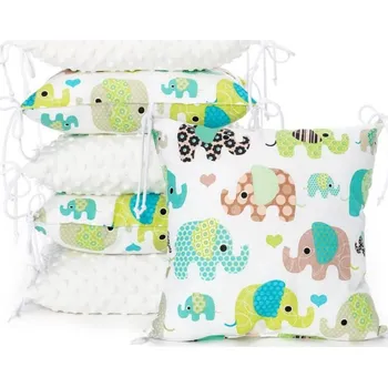 mantinel do postýlky T-tomi Polštářkový mantinel Minky Green elephant