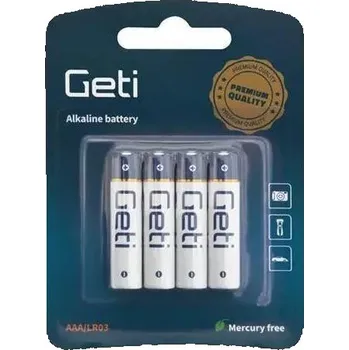 Článková baterie Baterie AAA (LR03) alkalická Geti 1,5V Blistr (4 k
