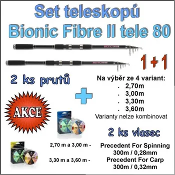 Rybářský prut Saenger Set teleskopů Bionic Fibre II tele 80 1 + 1 Varianta 3,60m