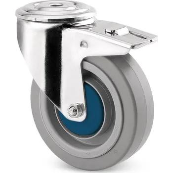 Pojezdové kolečko TENTE KOLEČKA Kolečko nerezové pro transportní zařízení 125mm, s brzdou, otvor pro čep, 8477UFX125P30-13 šedá