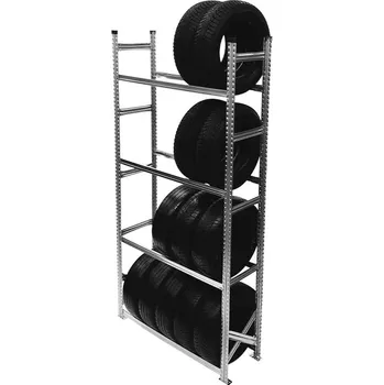 Uskladnění pneumatiky Wexta Regál na pneumatiky bez ráfku, 2500x1200x400 mm, 4 police, základní