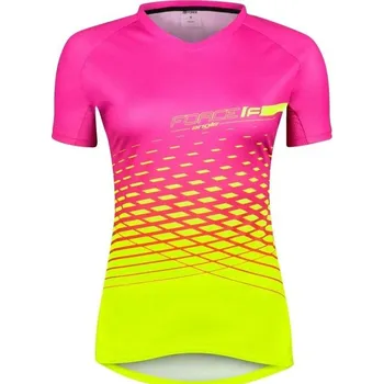 cyklistický dres Force dres ANGLE LADY krátký rukáv (růžová/fluo)