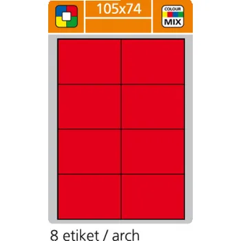 Kancelář Print etikety A4 pro laserový a inkoustový tisk - 105 x 74 mm (8 etiket/ arch) červená