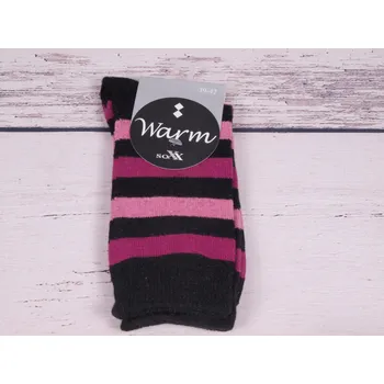 Dámské ponožky CNB BERLIN Termo ponožky DE 37755 teplé s vlnou černorůžové pruhované velikosti ponožek: 23-25 (EUR vel. 35-38)