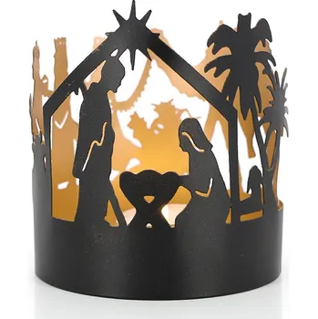 Vánoční dekorace GLOBO Fair Trade Partner Vánoční Betlém na svíčku, zlatý