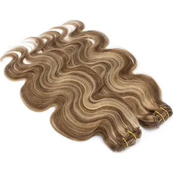 Příčesek Deluxe clip in vlasy vlnité 100% lidské REMY 50cm - tmavý melír