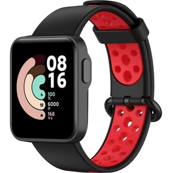 Příslušenství k chytrým hodinkám eses Silikonový řemínek dírkovaný pro Xiaomi Mi Watch Lite - Černo červený