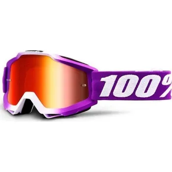 Motocyklové brýle MX brýle 100% Accuri Framboise dětské červené zrcadlové plexi