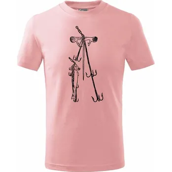 Kreslené trojháčky - Tričko dětské bavlněné - 146 cm/10 let ( Růžová )