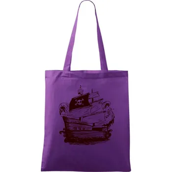 Pirátská loď malovaná - Taška bavlněná - 42 x 38 cm ( Fialová )