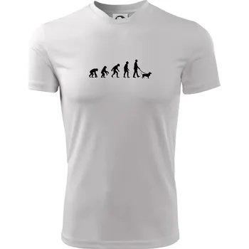 Chlapecké tričko Evoluce pes baset (muž-žena) - Dětské triko sportovní (dresovina) - 122 cm/6 let ( Bílá )
