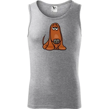 Baset - kreslený hnědý - Tílko pánské Core - 2XL ( Tmavě šedý melír )