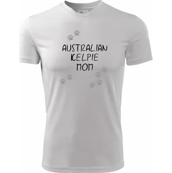 Chlapecké tričko Australian Kelpie mom (Australská kelpie) (Reflexní tlapky) - Dětské triko sportovní (dresovina) - 122 cm/6 let ( Bílá )