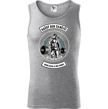 Každý den silnější - Tílko pánské Core - S ( Tmavě šedý melír )