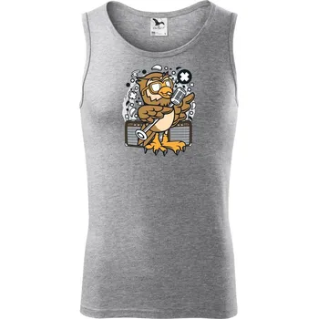 Sova zpěvačka komiks - Tílko pánské Core - XL ( Tmavě šedý melír )