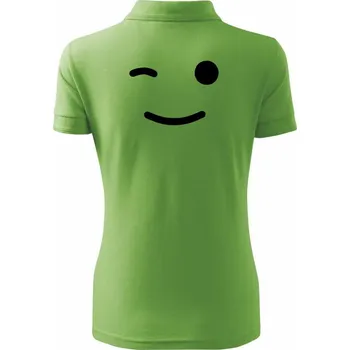 Smajlík mrkací - Polokošile dámská Pique Polo - 2XL ( Trávově zelená )