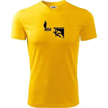 My daddy your daddy horolezec - Dětské triko sportovní (dresovina) - 146 cm/10 let ( Žlutá )