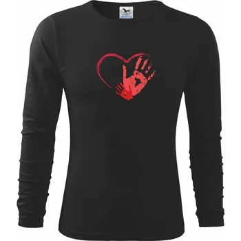 Ručičky v srdci - Triko dětské Long Sleeve - 146 cm/10 let ( Černá )