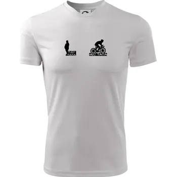 Můj táta - tvůj táta - cyklista - Dětské triko sportovní (dresovina) - 134 cm/8 let ( Bílá )