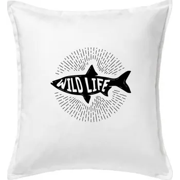 Polštář Wild life ryba - Polštář 50x50 - 50x50 - Včetně výplně ( Bílá )