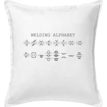 Polštář Svářeč - Welding alphabet - Polštář 50x50 - 50x50 - Včetně výplně ( Bílá )