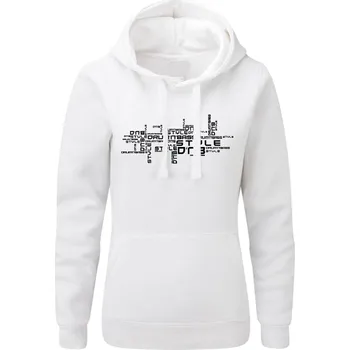 Dámská mikina Dámská mikina s kapucí D'n'B Words Velikost: L, Barva: Bílá