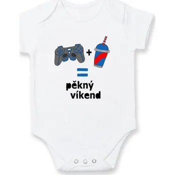 Kojenecký body Pěkný víkend - Body kojenecké s krátkým rukávem - Krátký r. do 3 měs ( Bílá )