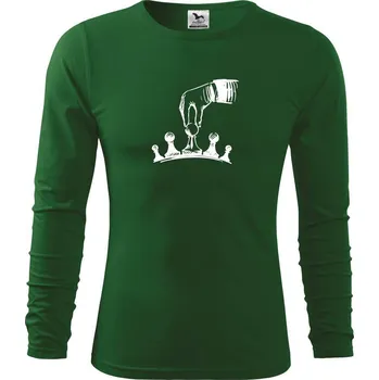 Pánská móda Šachy - ruka - Triko s dlouhým rukávem FIT-T long sleeve - S ( Lahvově zelená )