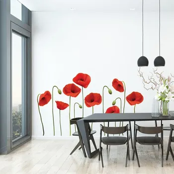 Samolepící dekorace Sada samolepek na zeď Ambiance Vermeil Poppies, 60 x 70 cm ID_1294062