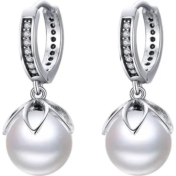 Náušnice Olivie Stříbrné kroužkové náušnice s PERLOU 2901 Ag 925; ≤4,5 g.