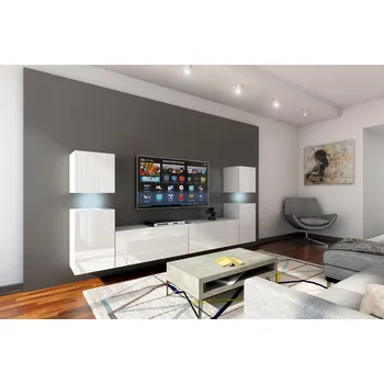 Obývací stěna Ral Obývací stěna DALLAS 240 cm - Bílý lesk