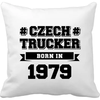 Dekorativní polštářek Polštářek CZECH TRUCKER ročník BÍLÝ pro kamioňáky a řidiče kamionu Ročník: 1994
