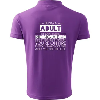 Pánská košile Being a adult - bike - Polokošile pánská Pique Polo 203 - 4XL ( Fialová )