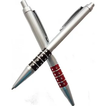 Ideka kuličkové pero - stříbrné, 0.7 mm, kovová spona, protiskluzový úchop (Propiska | Kuličkové pero | Pero | Písemné potřeby | Psací potřeby | Stříbrná propiska | Kovová propiska | 0,7 mm | Výměnná tuha | Vyměnitelná náplň | Modrá náplň | Hladké psaní |