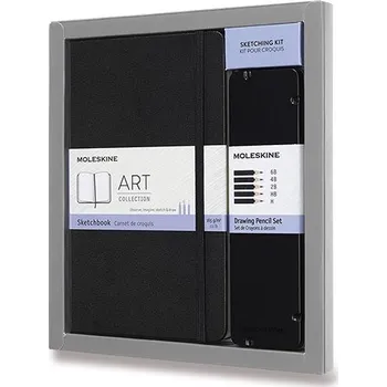 Kancelář Skicář Moleskine A5 černý s grafitovými tužkami, dárková sada
