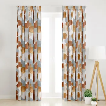 Závěs dekorační nebo látka, OXY Kruhy, okrové, 150 cm