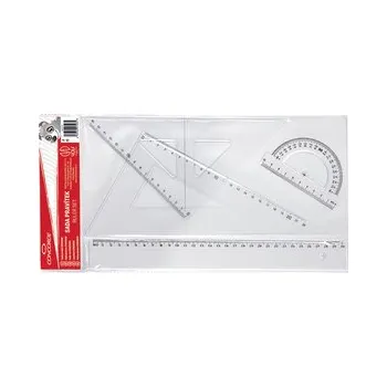 Set školních potřeb Sada pravítek CONCORDE, 4 ks, transparentní