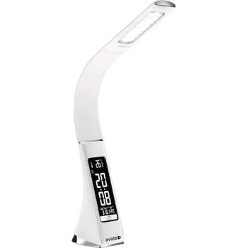 Lampička Kožená stmívatelná LED stolní lampa s displejem 6W 320lm, studené světlo, bílá