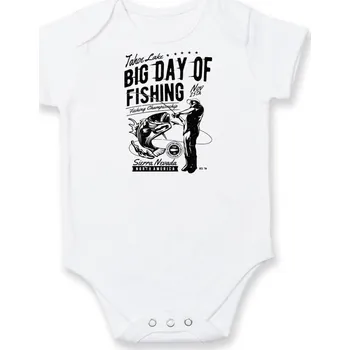 Kojenecké oblečení Big Day of Fishing - Body kojenecké s krátkým rukávem - Krátký r. 12-18 měs ( Bílá )