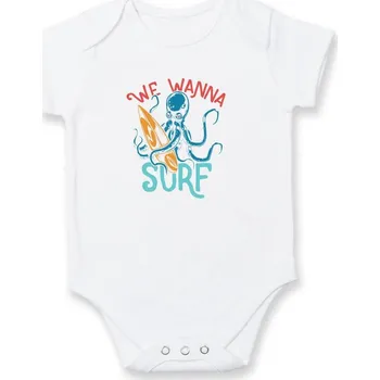 Kojenecký body We wanna surf - Body kojenecké s krátkým rukávem - Krátký r. 12-18 měs ( Bílá )
