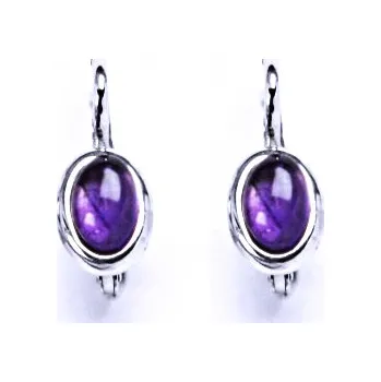 Náušnice Náušnice stříbrné, přírodní ametyst 6x4 , náušnice na patent, NK 1353
