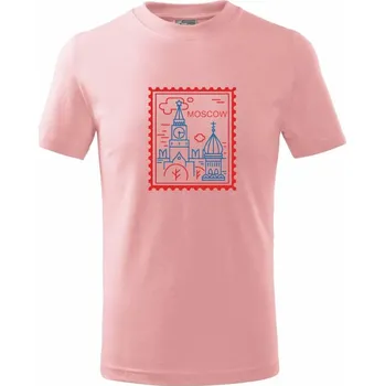 Moskva známka jednoduchá - Tričko dětské bavlněné - 104-110cm / 3-4 roky ( Růžová )