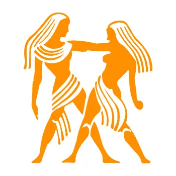 Samolepící dekorace SAMOLEPKA Blíženci 004 levá (06 - oranžová) NA AUTO, NÁLEPKA, FÓLIE, POLEP, TUNING, VLASTNÍ TEXT, TISK, AUTOSAMOLEPKY.cz, POLEPY, OBRÁZEK, LOGO, SAMOLEPKY