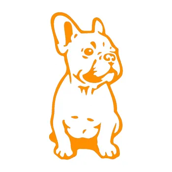 samolepka Pes 070 pravá Francouzský buldoček (06 - oranžová) SAMOLEPKA NA AUTO, NÁLEPKA, FÓLIE, POLEP, TUNING, VLASTNÍ TEXT, TISK, AUTOSAMOLEPKY.cz, POLEPY, OBRÁZEK, LOGO, 3D STICKERS